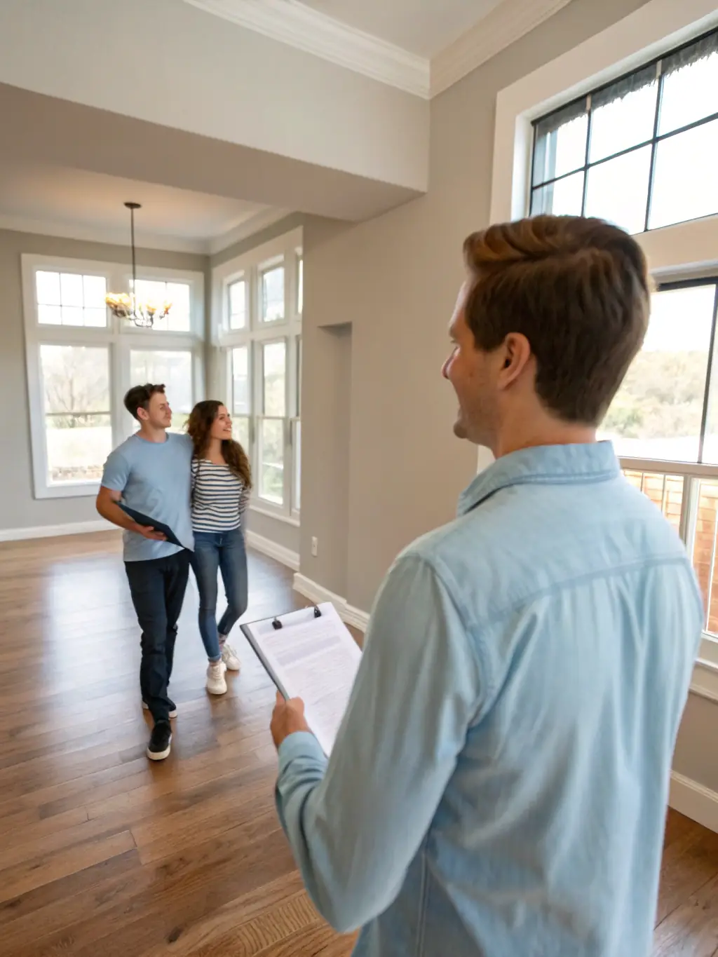 A well-dressed property manager inspecting a luxury apartment in Dubai, ensuring high standards and client satisfaction.